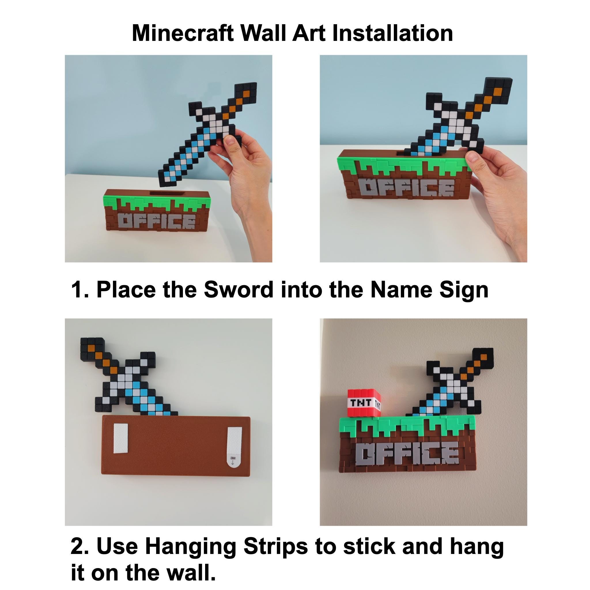 Minecraft Style Door Name Sign, Game Room Wall Decor, Kids Room Sign, Desk Decoration - Image 9
