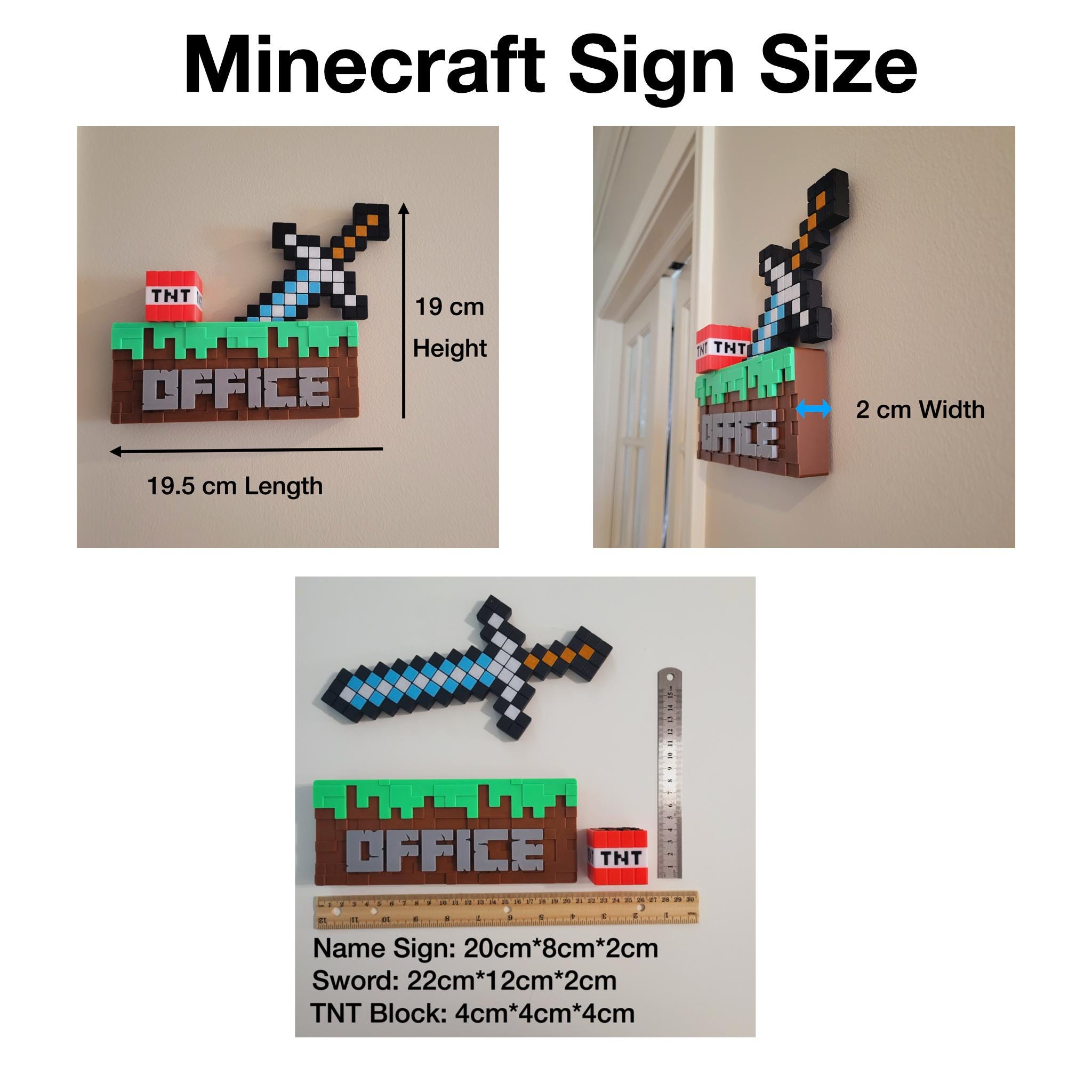 Minecraft Style Door Name Sign, Game Room Wall Decor, Kids Room Sign, Desk Decoration - Image 8