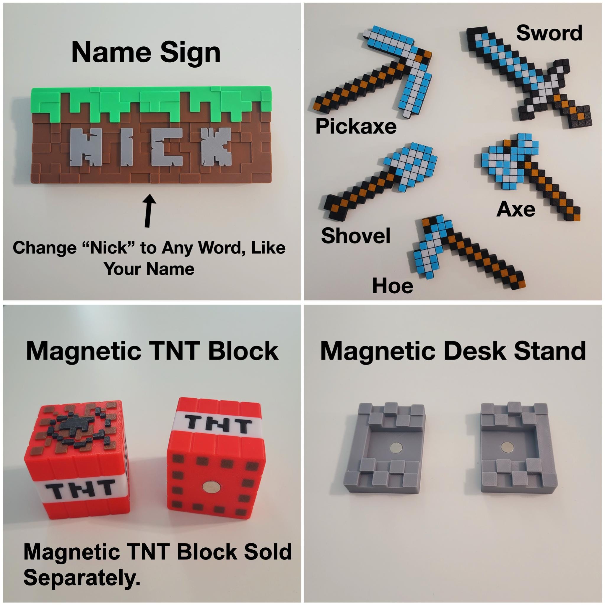 Minecraft Style Door Name Sign, Game Room Wall Decor, Kids Room Sign, Desk Decoration - Image 5