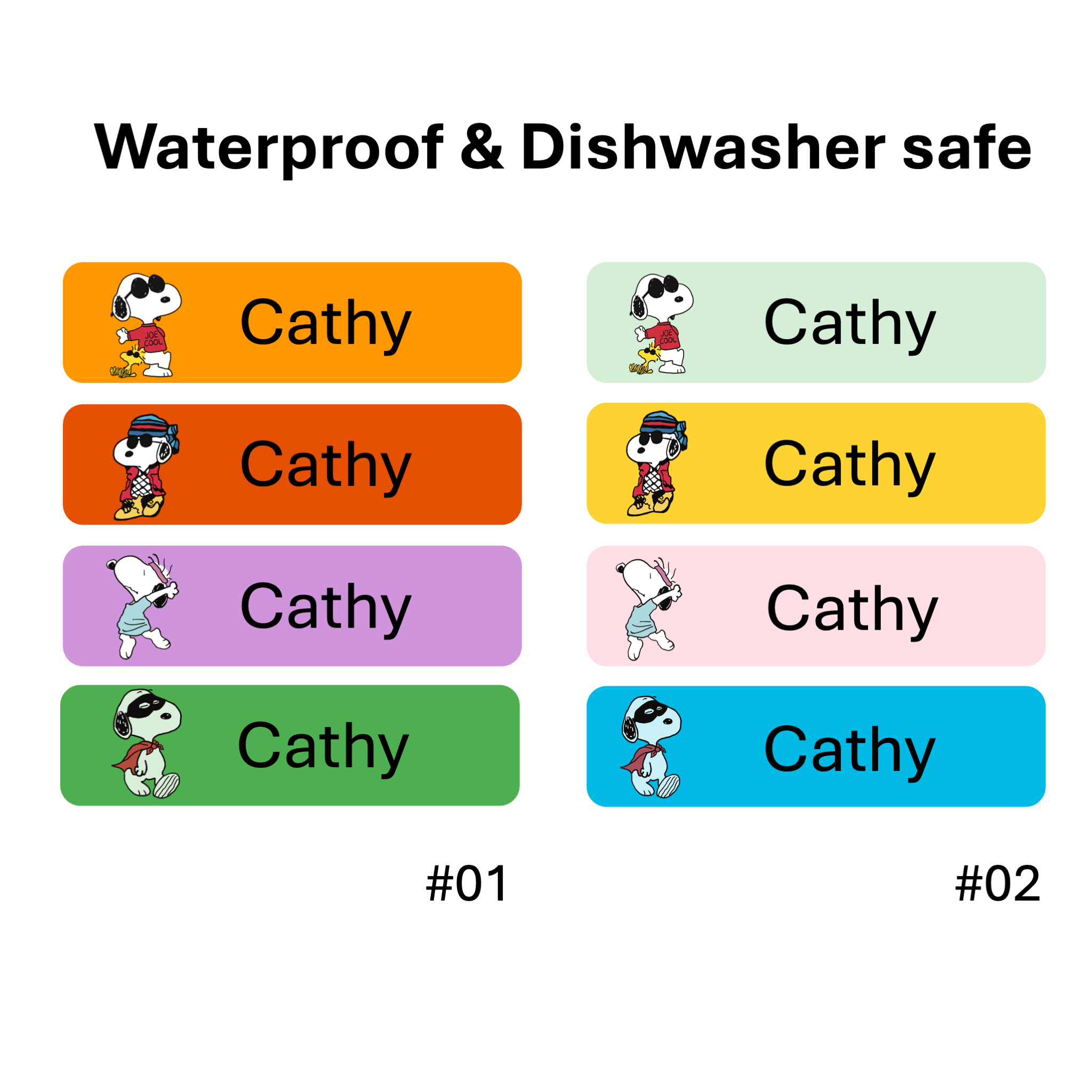 88 Pcs Snoopy Custom Name Sticker, Daycare Label, School Supply Sticker, Personalized Gift Label, Kids Bottle Label - Image 3
