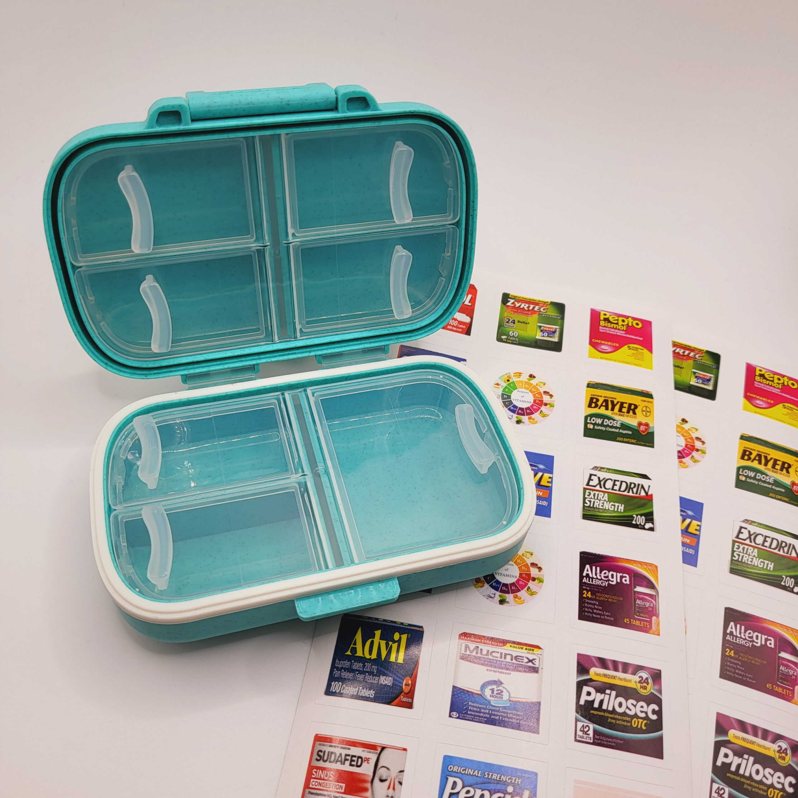 Travel Pill Case with 281 Pre-cut Pill Labels, Mini Stickers in Small, Medium, Large Sizes for Pill Organizer, Vitamin Storage Container - Image 7