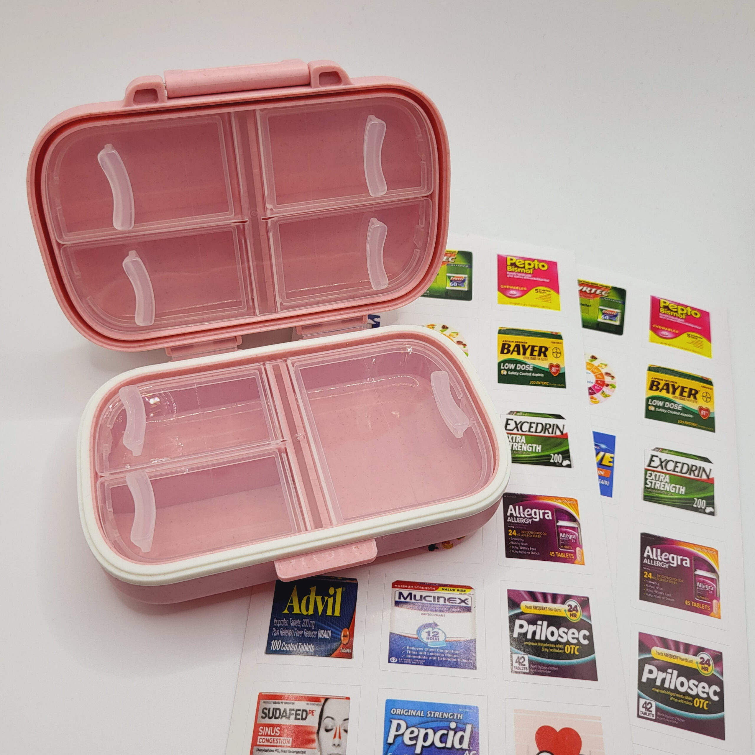 Travel Pill Case with 281 Pre-cut Pill Labels, Mini Stickers in Small, Medium, Large Sizes for Pill Organizer, Vitamin Storage Container - Image 6