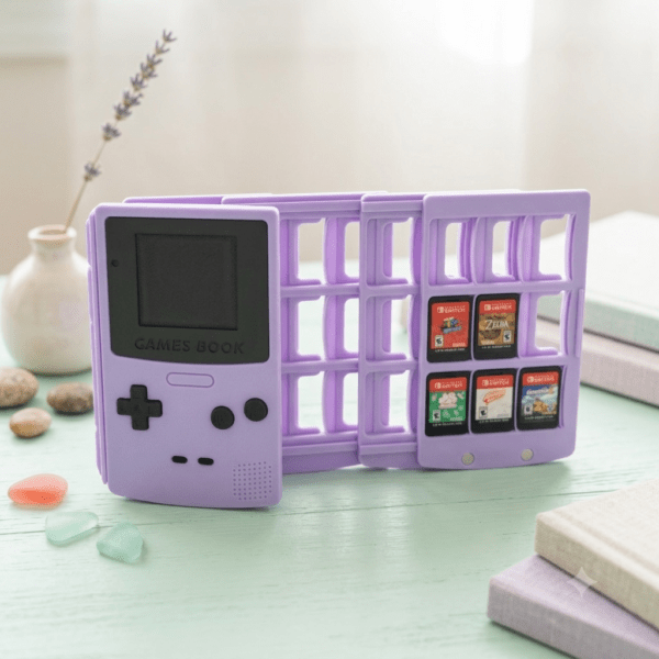 Switch Game Holder + 4 Screen Plates,  27 Games Slots, 3D-Printed Gamesbook, Game Organizer, Gift for Boyfriend, Switch Fans Gift