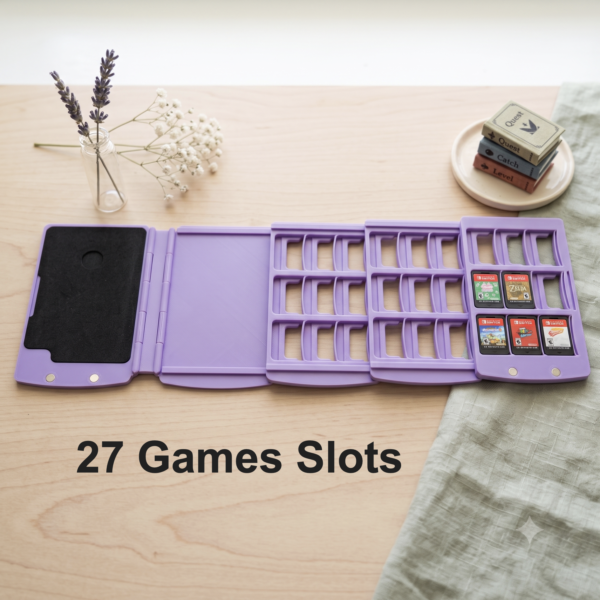 Switch Game Holder + 4 Screen Plates, 27 Games Slots, 3D-Printed Gamesbook, Game Organizer, Gift for Boyfriend, Switch Fans Gift - Image 7