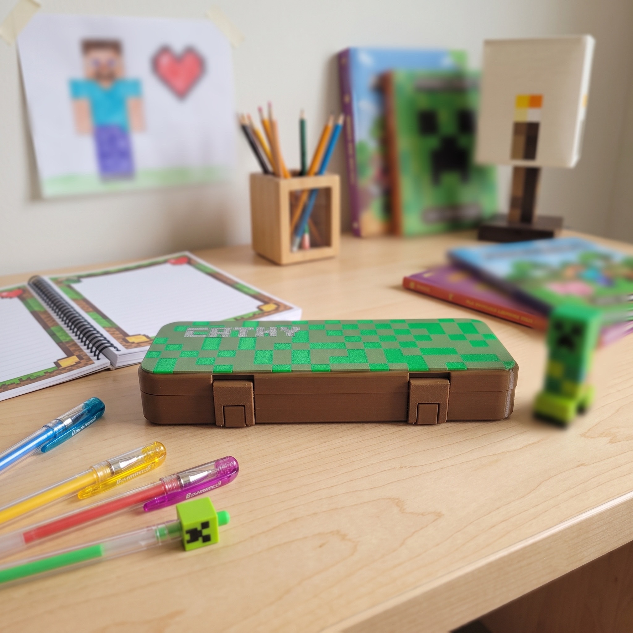 Custom Pixel Name Pencil Box, Personalized Pencil Box, Back to School Supplies, PixelArt Pencil Holder, Back to School Gift, Kids Pencil Box - Image 2