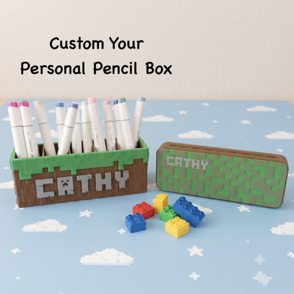 Custom Pixel Name Pencil Box, Personalized Pencil Box, Back to School Supplies, PixelArt Pencil Holder, Back to School Gift, Kids Pencil Box